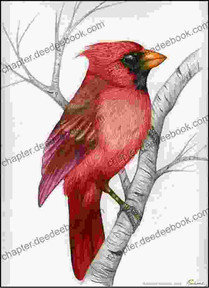 Detailed Illustration Of A Northern Cardinal Perched On A Branch Birds Of New York: Over 100 Plates