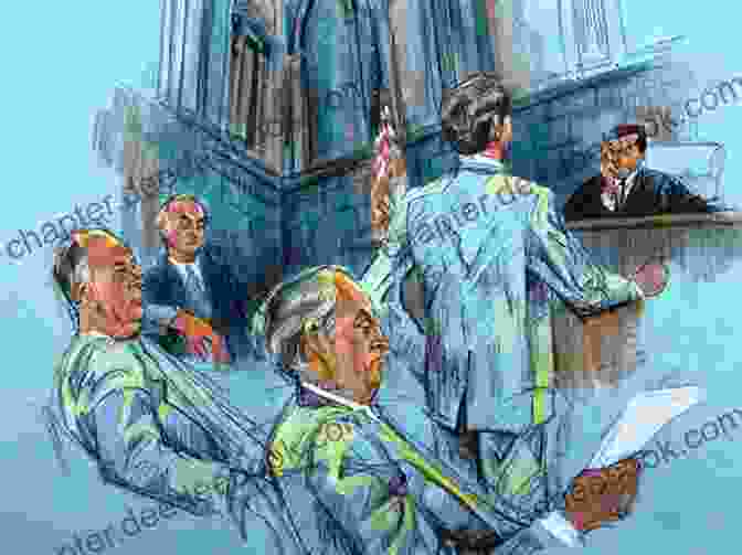 Illustration Depicting The Absurdity Of Meursault's Trial Illustrated Study Guide To The Stranger By Albert Camus